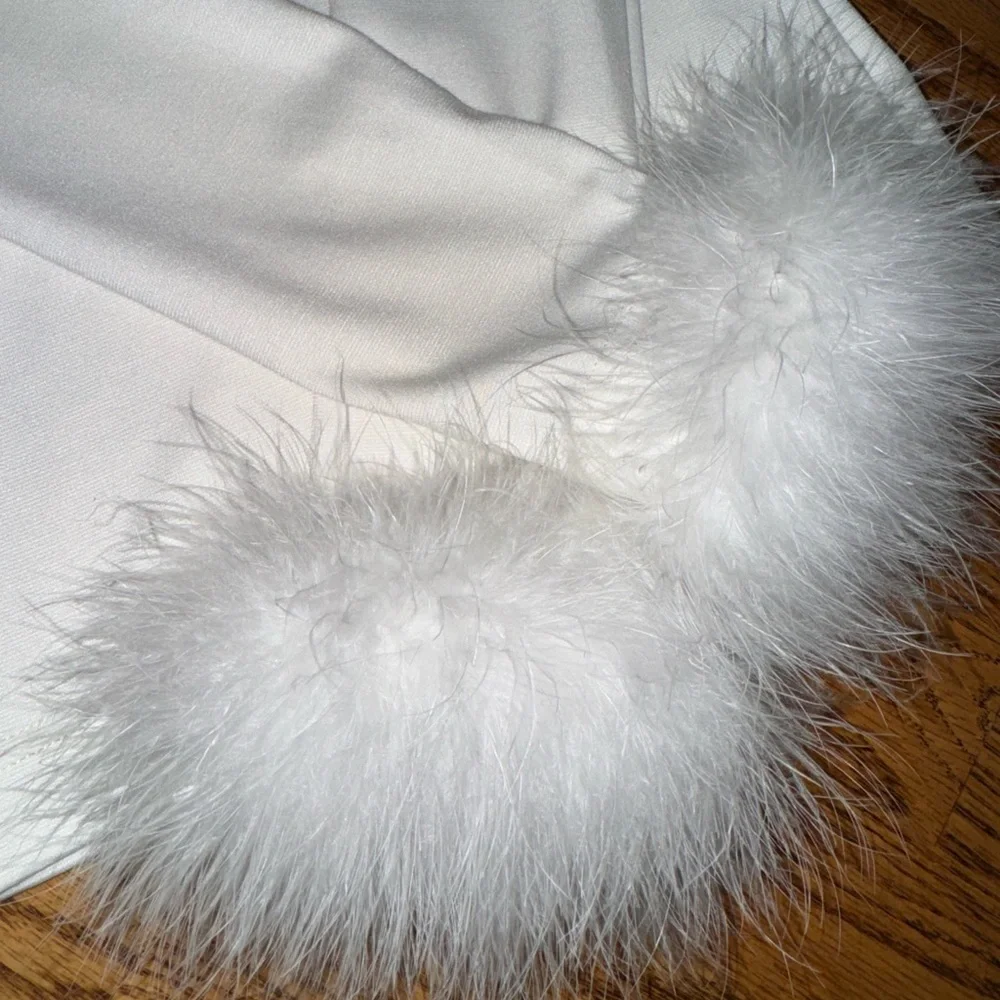 Sleeper White Marabou-Trim Pajama Set